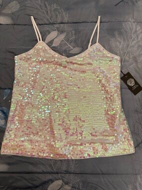 NWTS Vince Camuto Iridescent Sequin Strappy Sparkle Cami Sz XS